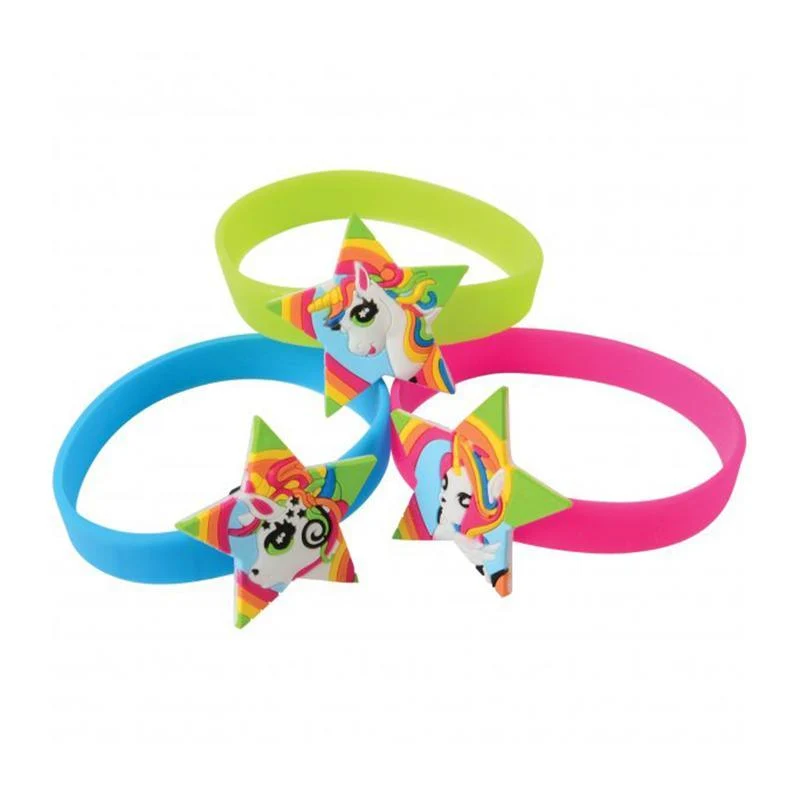 Unicorn rubber bracelets, 12 per package