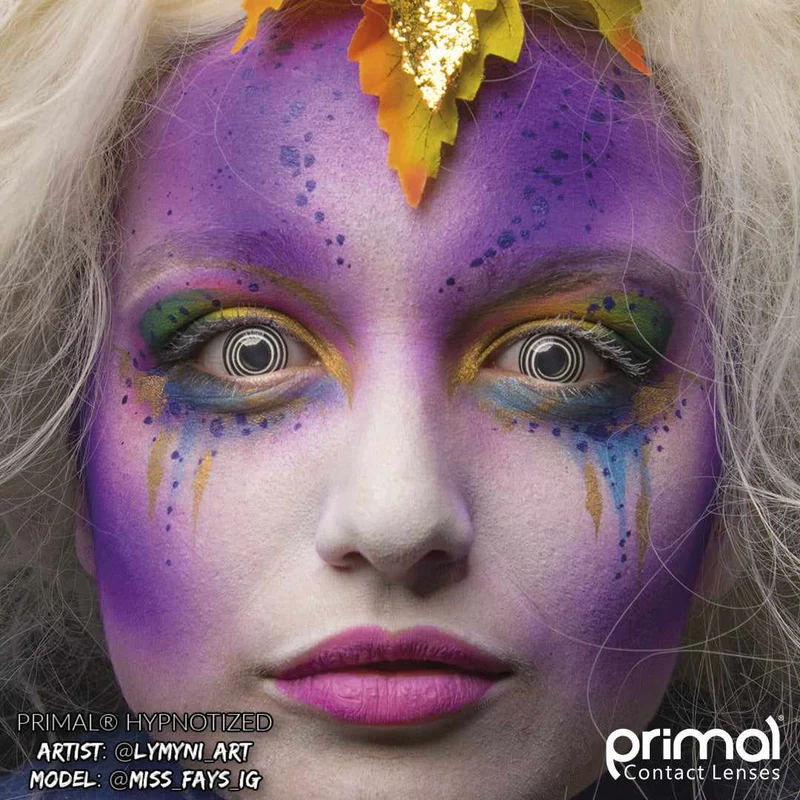PRIMAL® Hypnotized - Black and White Coloured Contact Lenses, 3 months usage