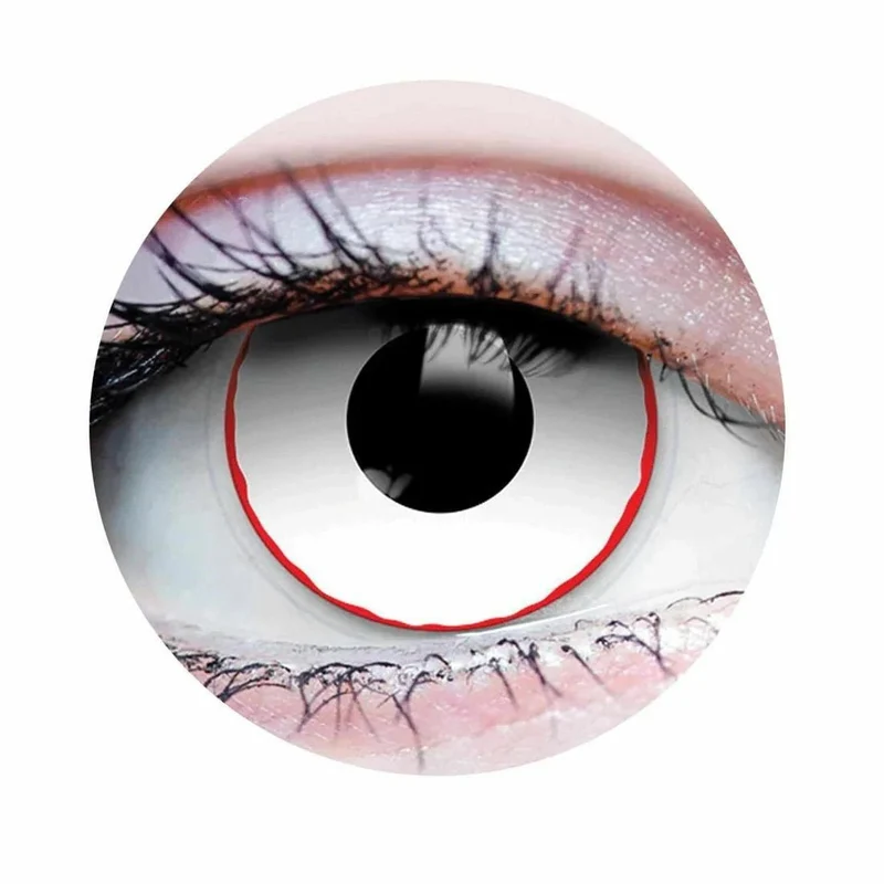 PRIMAL® Hellraiser II - White and Red Coloured Contact Lenses, 3 months usage