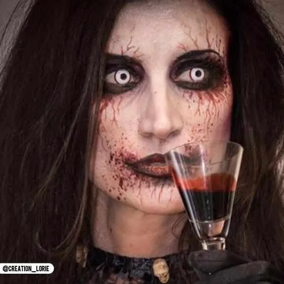 PRIMAL® Hellraiser II - White and Red Coloured Contact Lenses, 3 months usage