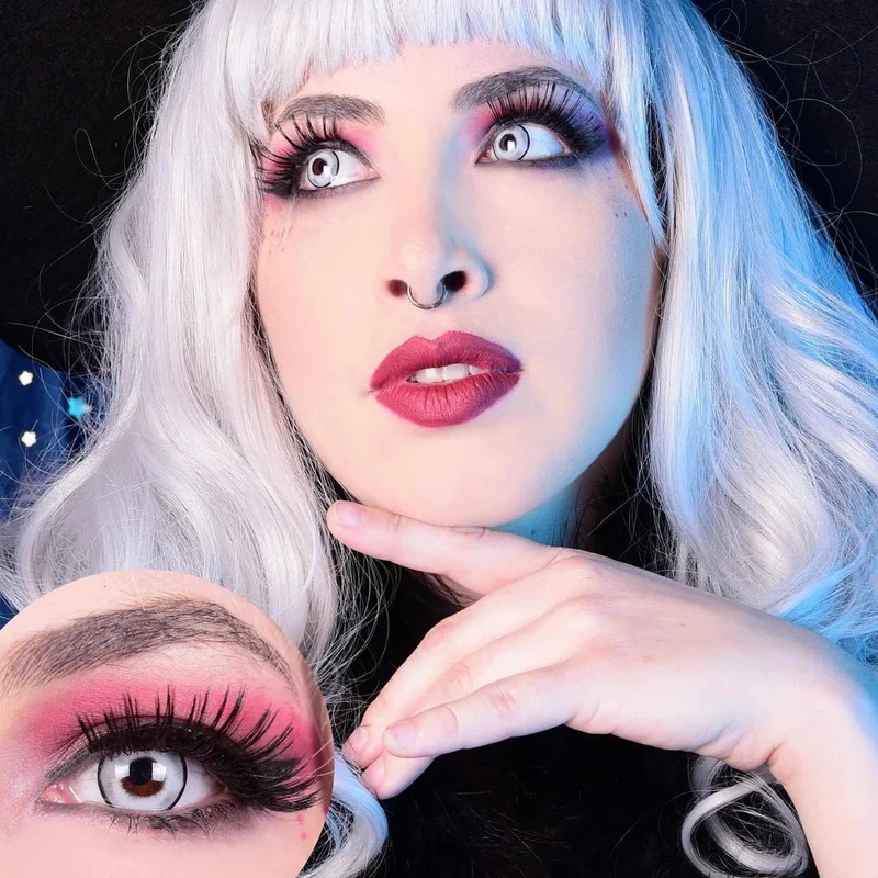 PRIMAL® Ghost - Grey Coloured Contact Lenses, 3 months usage