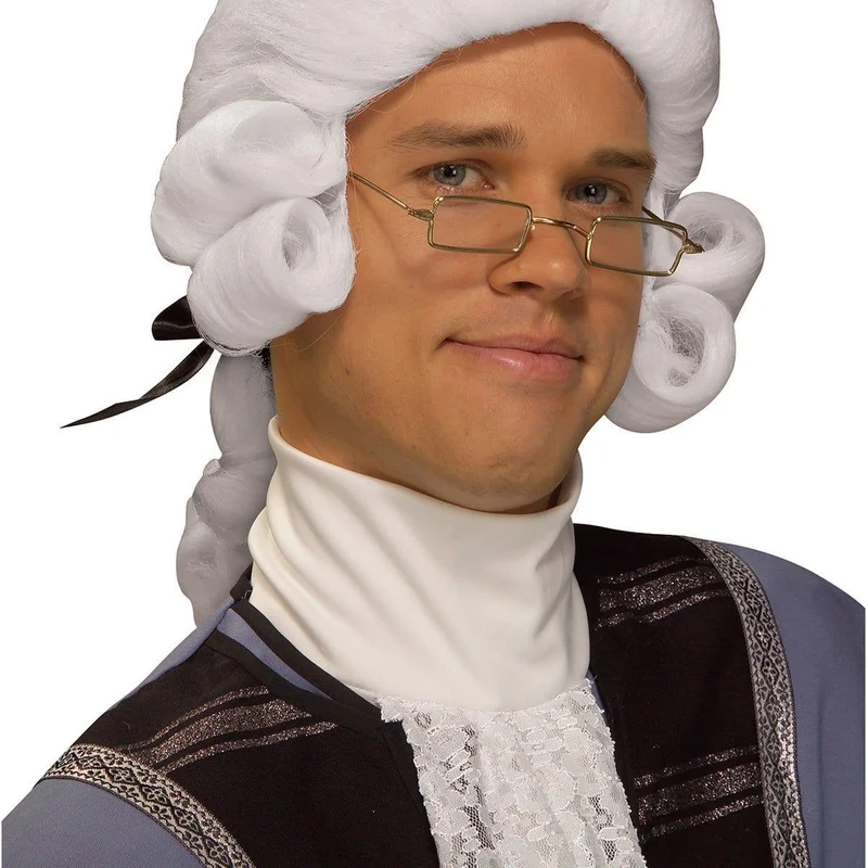 White colonial man wig for men