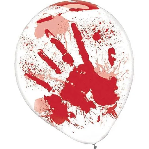 Bloody handprints latex balloons 12 inches, 6 per package