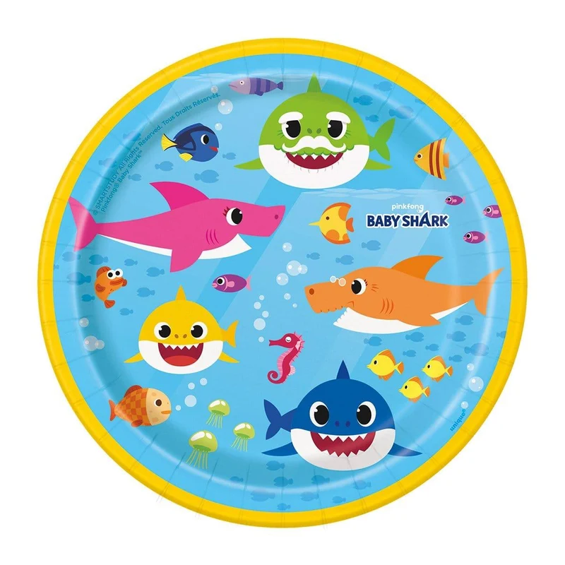 Baby Shark Dessert plates 7 inches, 8 per package