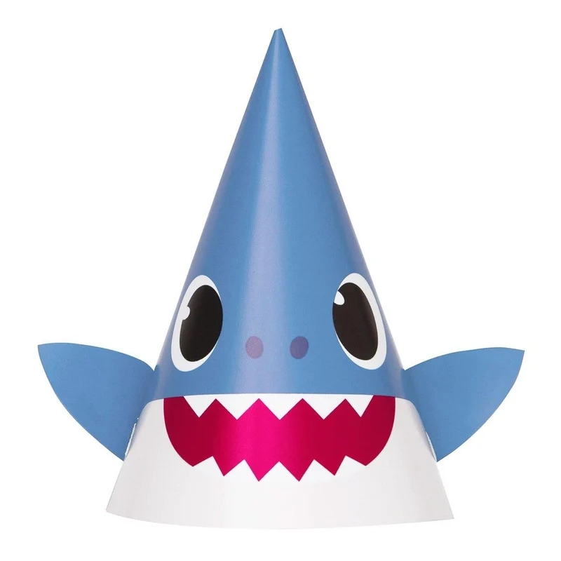 Baby Shark party hats, 8 per package