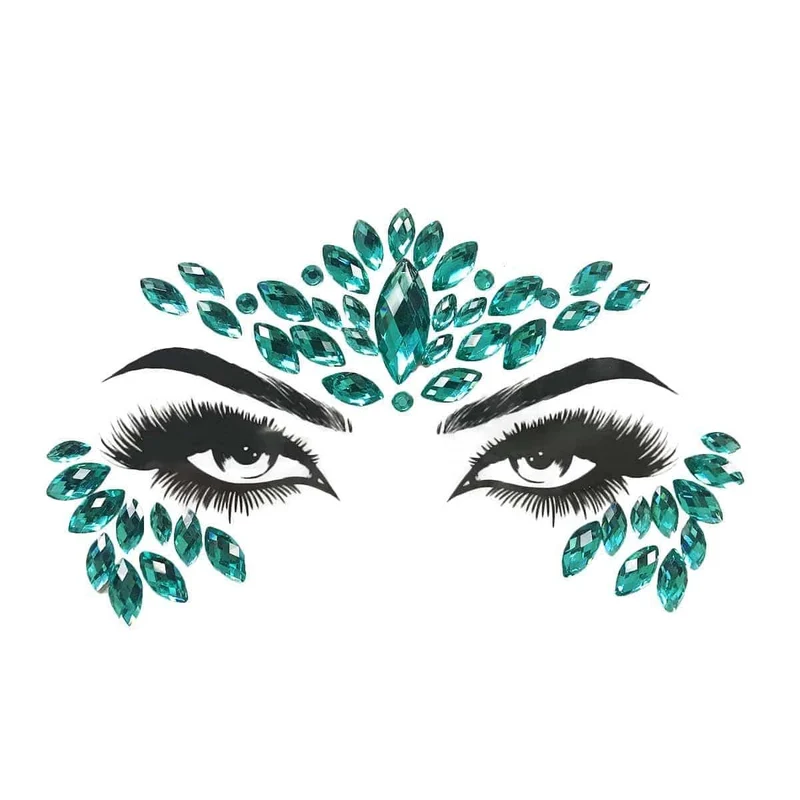 Turquoise face art crystal stickers