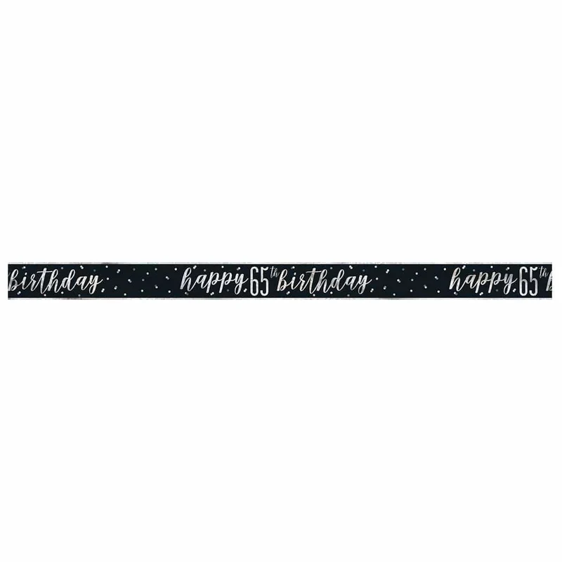 Happy Birthday Black/Silver - Foil Banner - 65th
