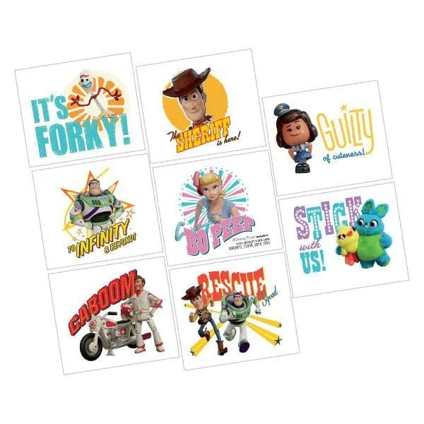 Toy Story 4 Birthday Party Temporary Tattoos, 2 x 1 3/4 Inches, 8 Count