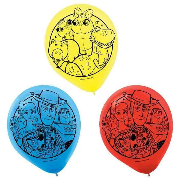 Disney Toy Story 4 Birthday Party Latex Balloons, 12 Inches, 6 Count