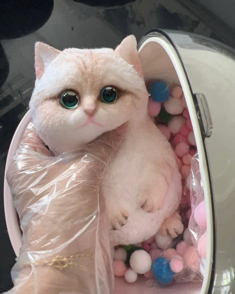 Big Kitty Squishy Stress Relief Toy with a Storage Cart
