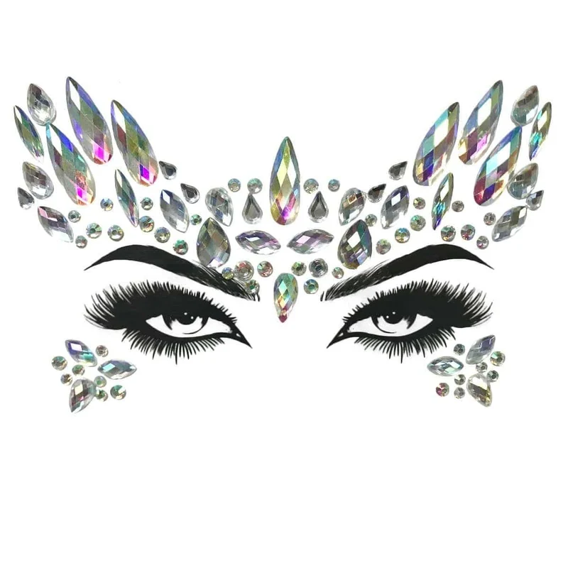 Iridescent face art crystal stickers