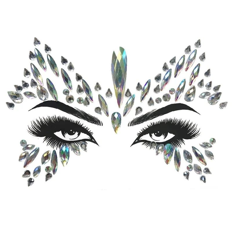 Iridescent face art crystal stickers