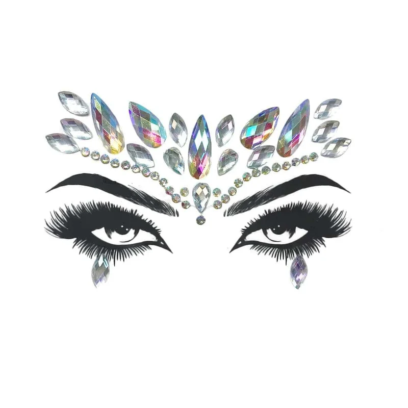 Iridescent face art crystal stickers