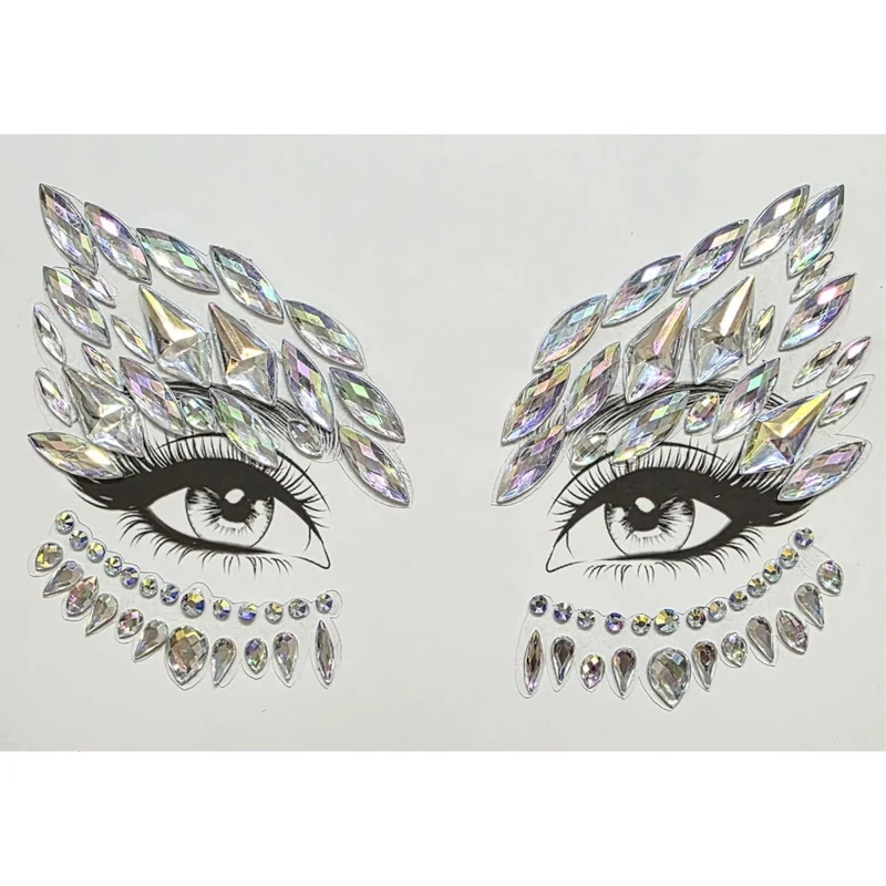Iridescent face art crystal stickers
