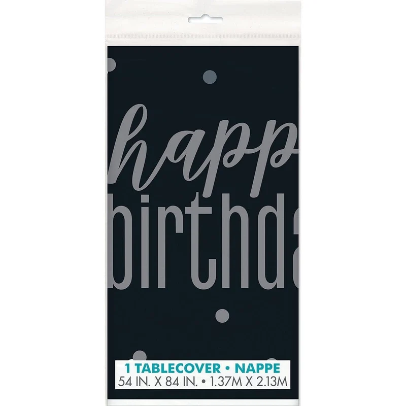 Happy Birthday Black/Silver - Tablecover
