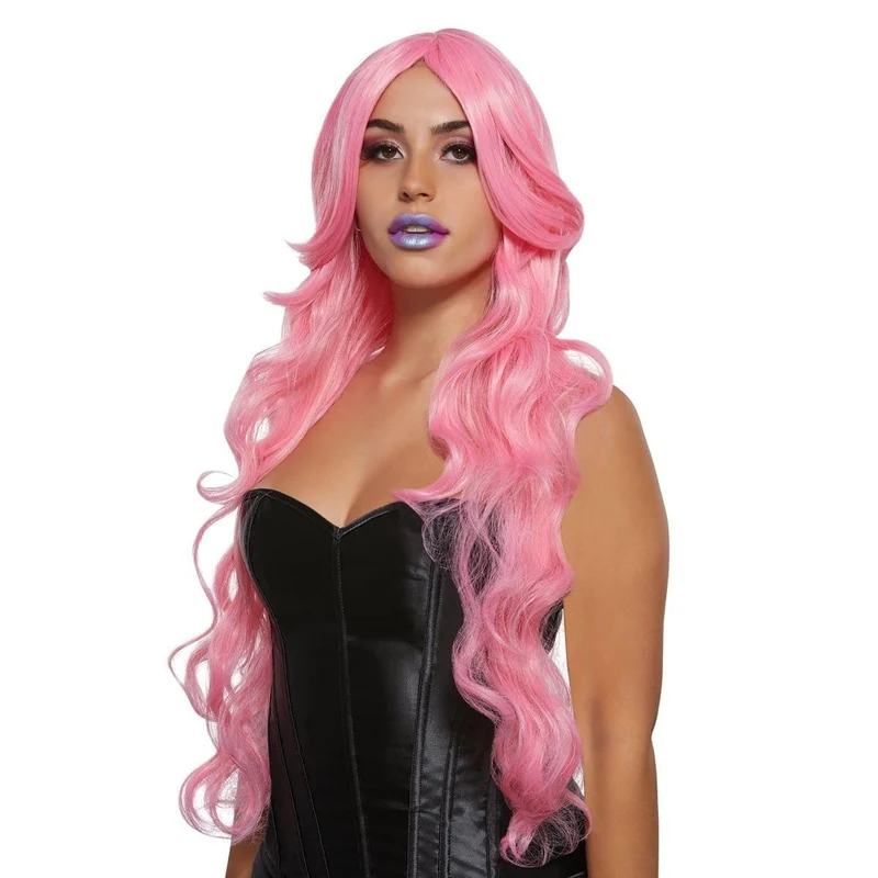 Pink bubble gum Diva wig for women