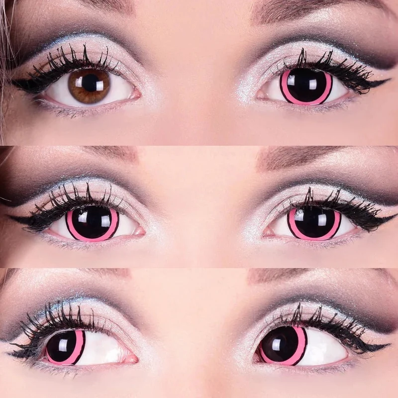 PRIMAL® ACID I - Pink And Black Coloured Contact Lenses, 3 months usage