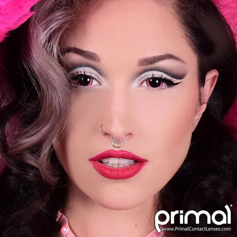 PRIMAL® ACID I - Pink And Black Coloured Contact Lenses, 3 months usage