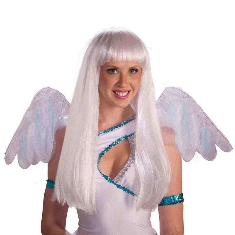 White long straight wig for women