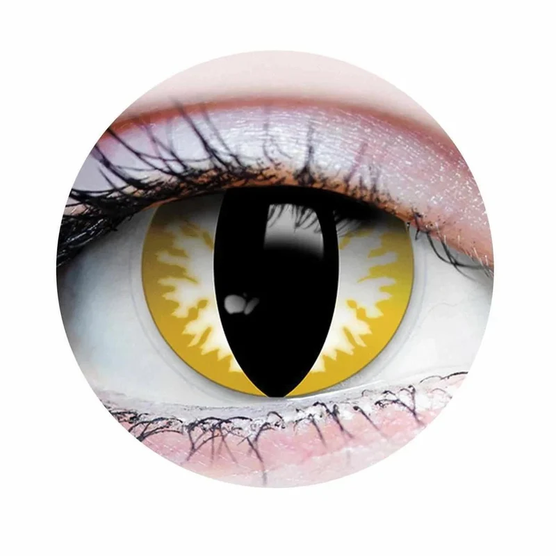 PRIMAL® Thriller - Yellow, White and Black Reptile Coloured Contact Lenses, 3 Months Usage