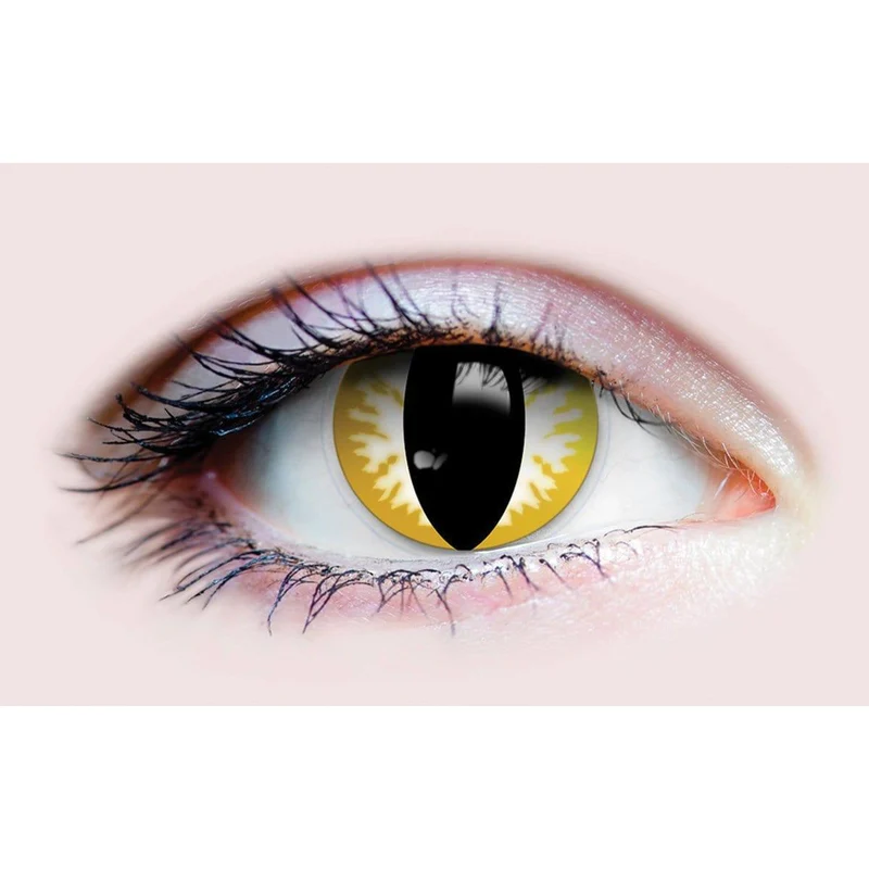 PRIMAL® Thriller - Yellow, White and Black Reptile Coloured Contact Lenses, 3 Months Usage