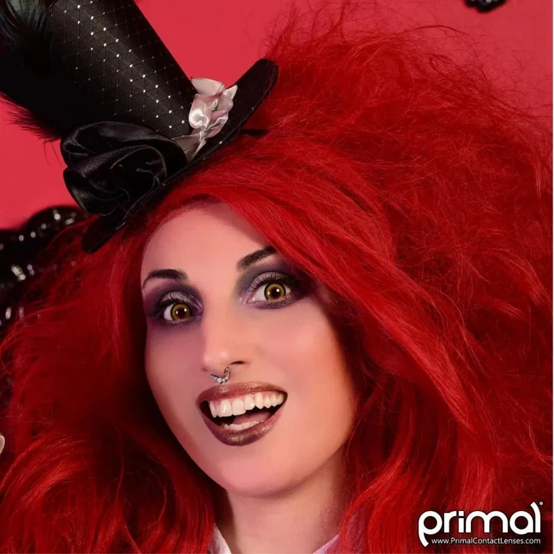 PRIMAL® Mad Hatter - Orange and Yellow Coloured Contact Lenses, 3 months usage