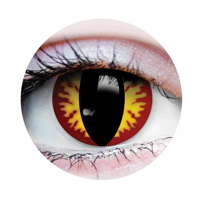PRIMAL® Dragon - Red and Yellow Reptile Coloured Contact Lenses, 3 months usage