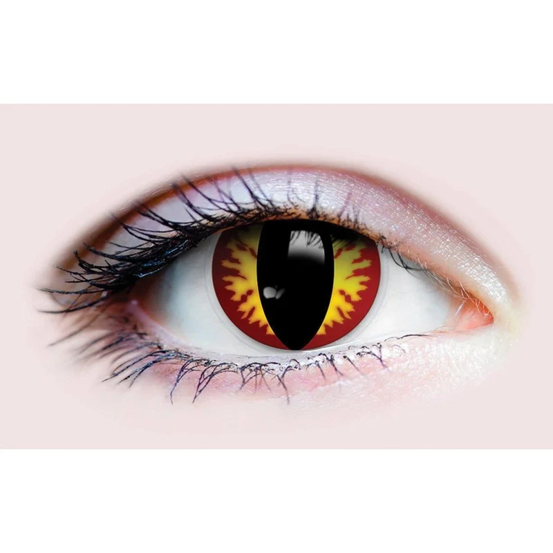 PRIMAL® Dragon - Red and Yellow Reptile Coloured Contact Lenses, 3 months usage