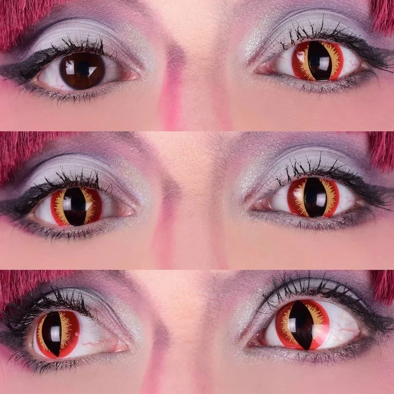 PRIMAL® Dragon - Red and Yellow Reptile Coloured Contact Lenses, 3 months usage