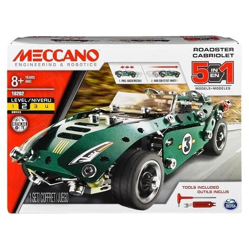 Meccano Roadster Cabriolet Pull Back Car 5-in-1 - Voiture à friction 5-en-1
