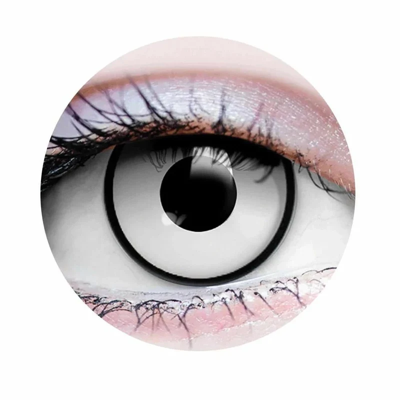 PRIMAL® Zombie II - White & Black Rim Coloured Contact Lenses, 3 Months Usage