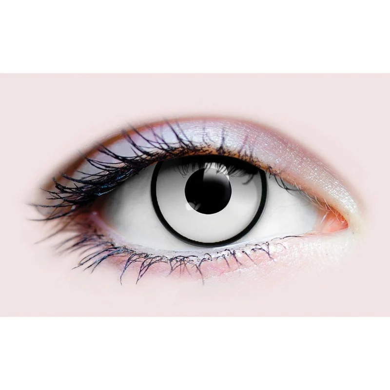 PRIMAL® Zombie II - White & Black Rim Coloured Contact Lenses, 3 Months Usage