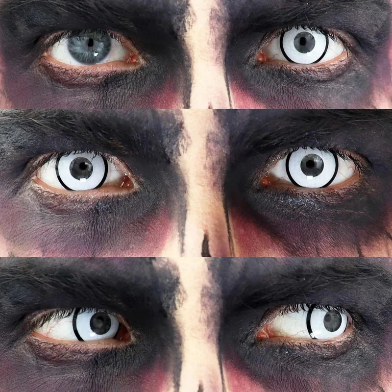 PRIMAL® Zombie II - White & Black Rim Coloured Contact Lenses, 3 Months Usage