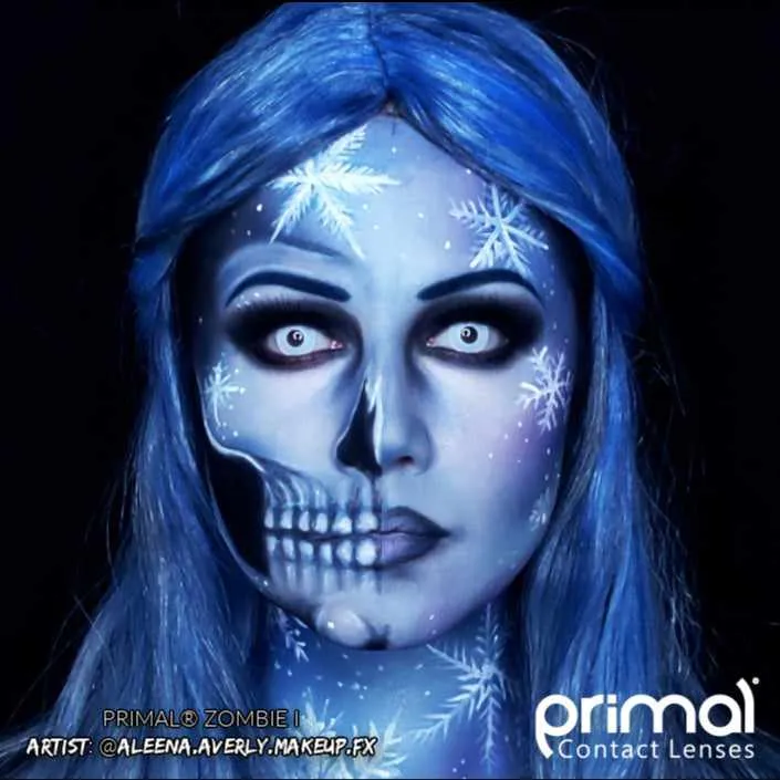 PRIMAL® Zombie I - White Coloured Contact Lenses, 3 Months Usage
