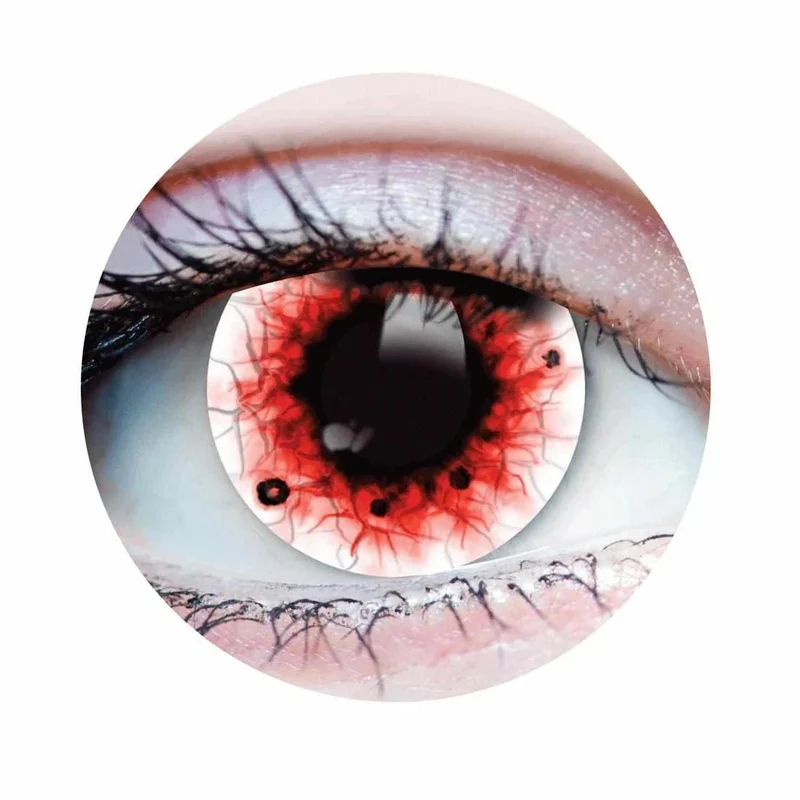 PRIMAL® Wraith II - White and Red Coloured Contact Lenses, 3 months usage