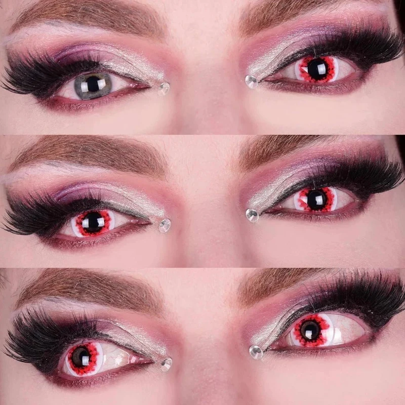 PRIMAL® Wraith II - White and Red Coloured Contact Lenses, 3 months usage