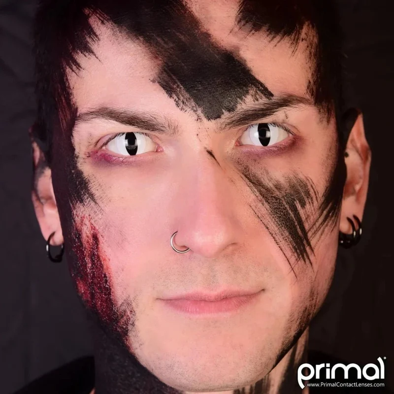 PRIMAL® Venom - White and Black Reptile Coloured Contact Lenses, 3 Months Usage