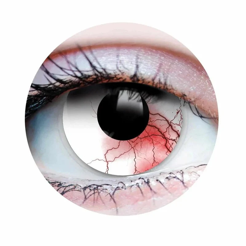 PRIMAL ® Undead - White with Red Blood Coloured Contact Lenses, 3 Months Usage