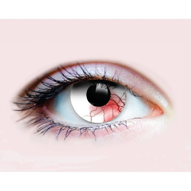 PRIMAL ® Undead - White with Red Blood Coloured Contact Lenses, 3 Months Usage