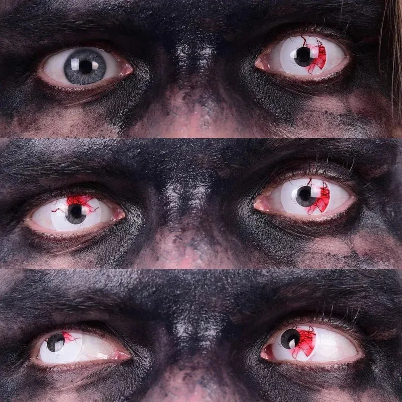 PRIMAL ® Undead - White with Red Blood Coloured Contact Lenses, 3 Months Usage