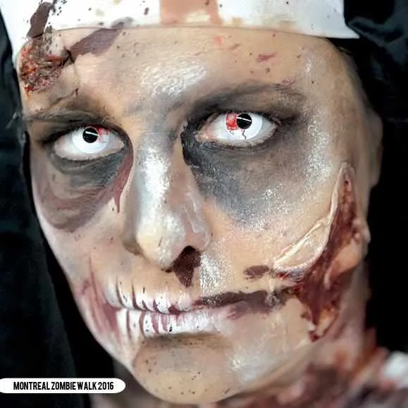 PRIMAL ® Undead - White with Red Blood Coloured Contact Lenses, 3 Months Usage