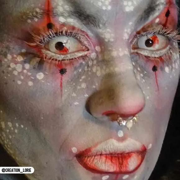 PRIMAL ® Undead - White with Red Blood Coloured Contact Lenses, 3 Months Usage