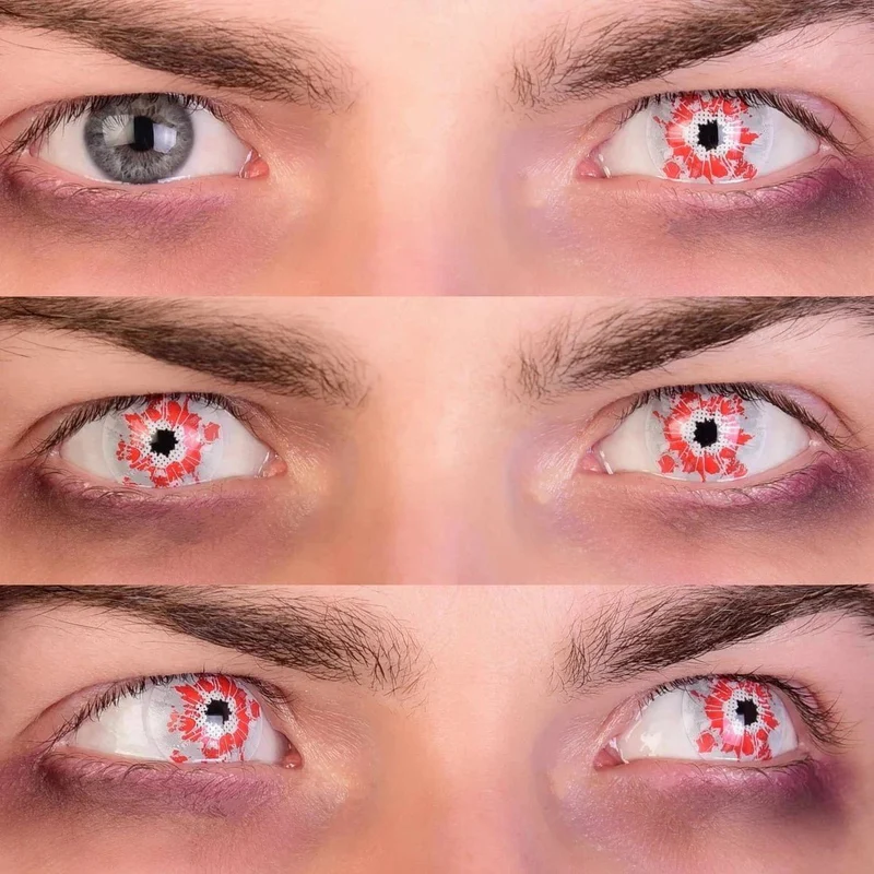 PRIMAL® Shatter - Red and Black Coloured Contact Lenses, 3 Months Usage