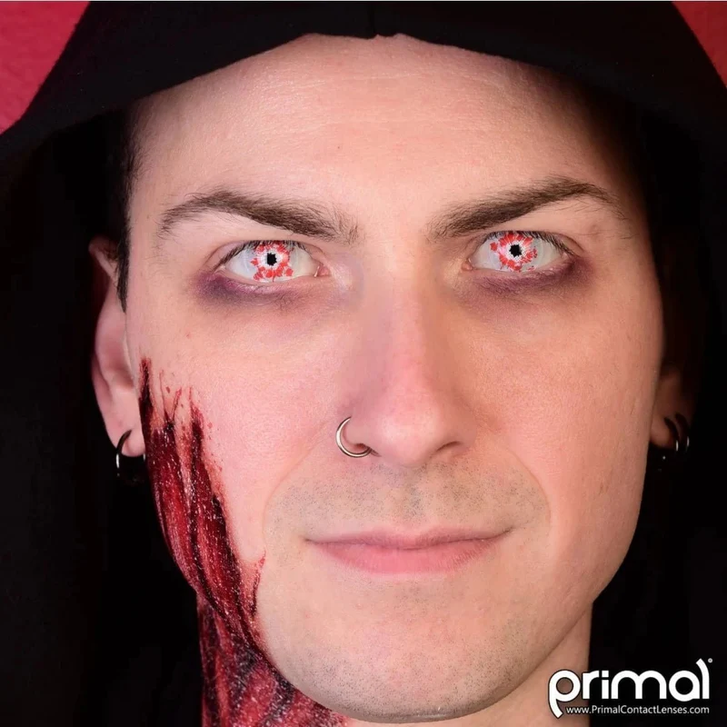 PRIMAL® Shatter - Red and Black Coloured Contact Lenses, 3 Months Usage