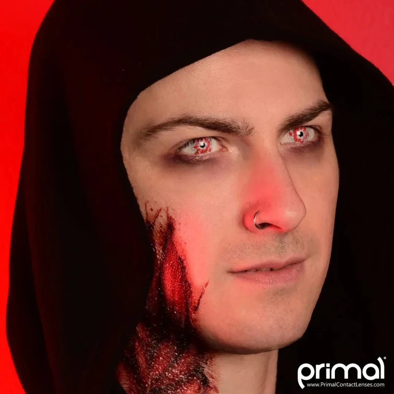 PRIMAL® Shatter - Red and Black Coloured Contact Lenses, 3 Months Usage
