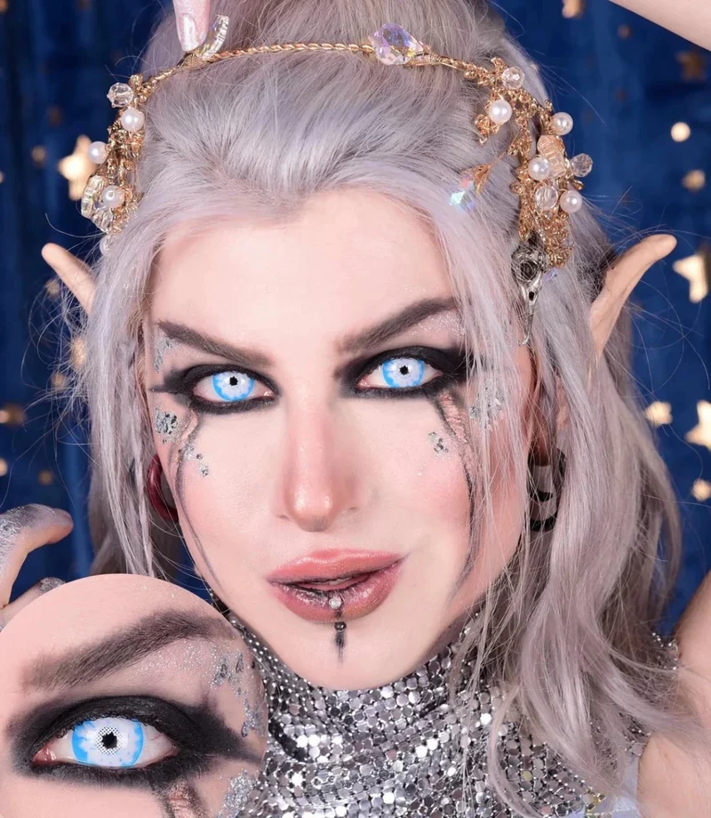 PRIMAL® Night King - White and Blue Coloured Contact Lenses, 3 months usage