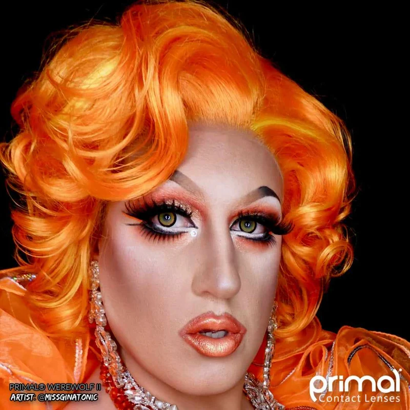 PRIMAL® Werewolf II - Orange Coloured Contact Lenses, 3 months usage