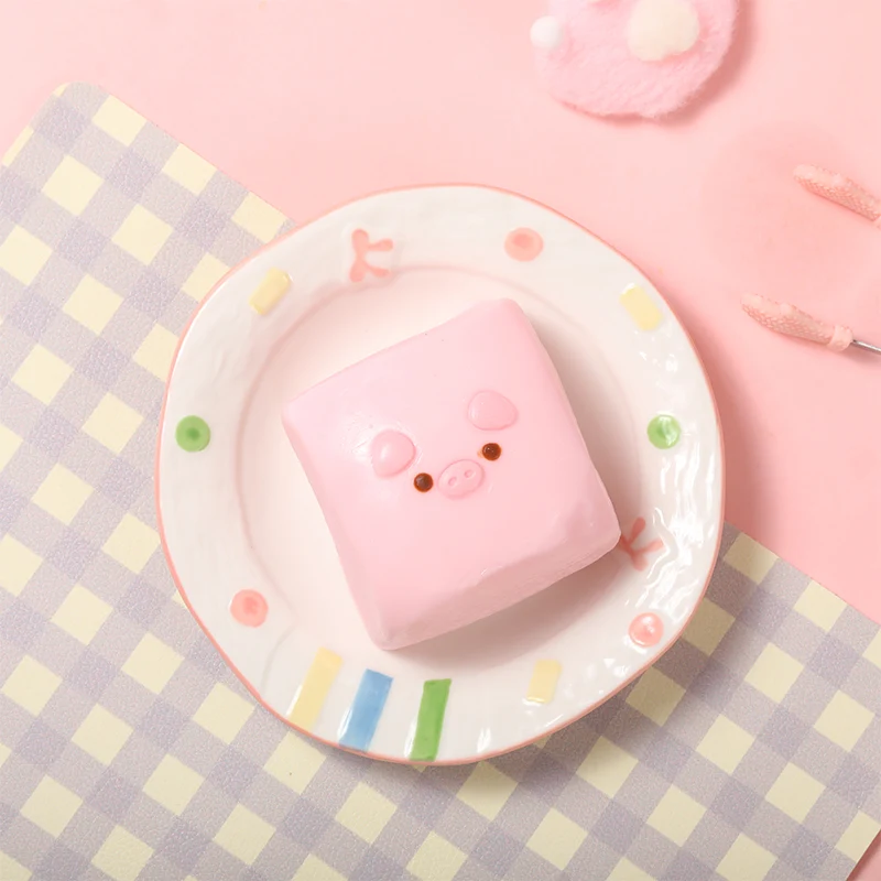 Pink Square Pig Taba Squishy