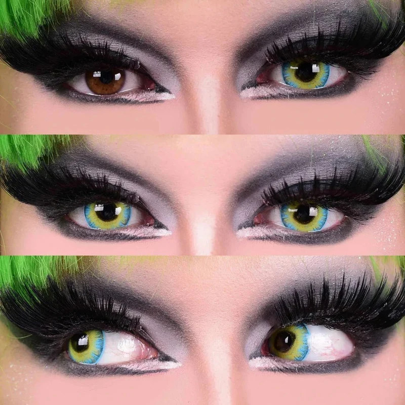 PRIMAL® Strange - Green And Blue Cosplay Coloured Contact Lenses, 3 months usage
