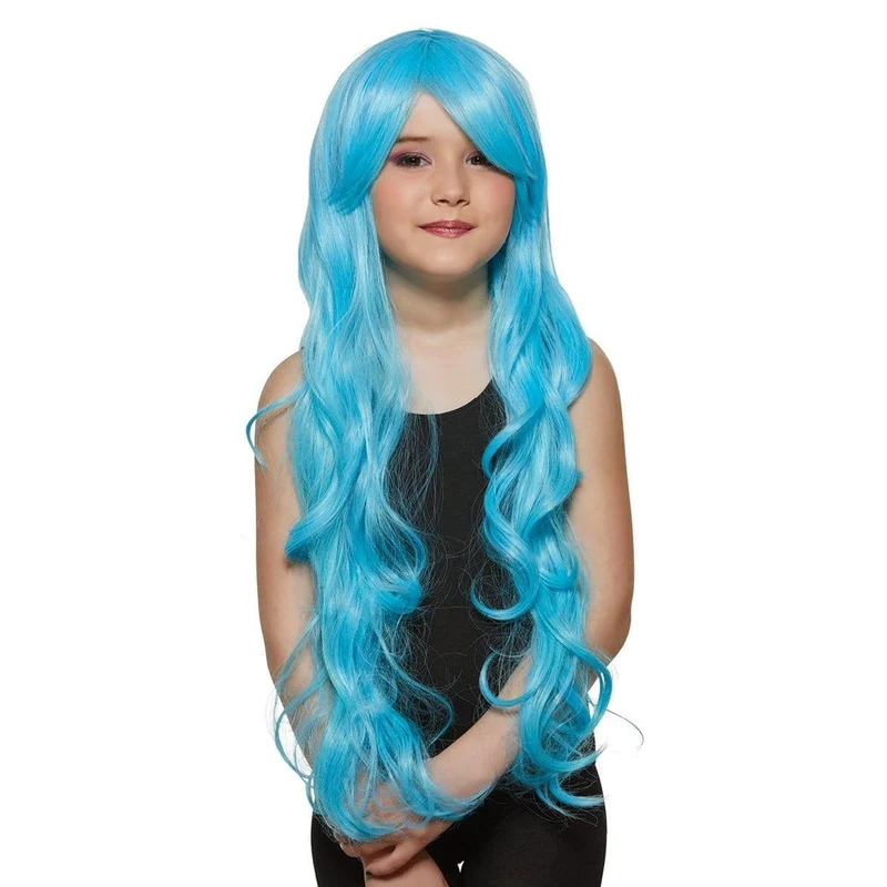 Raspberry blue Petite Diva wig for girls